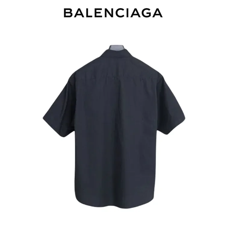 BALENCIAGA巴黎世家萬事達刺繡字母LOGO短袖襯衫