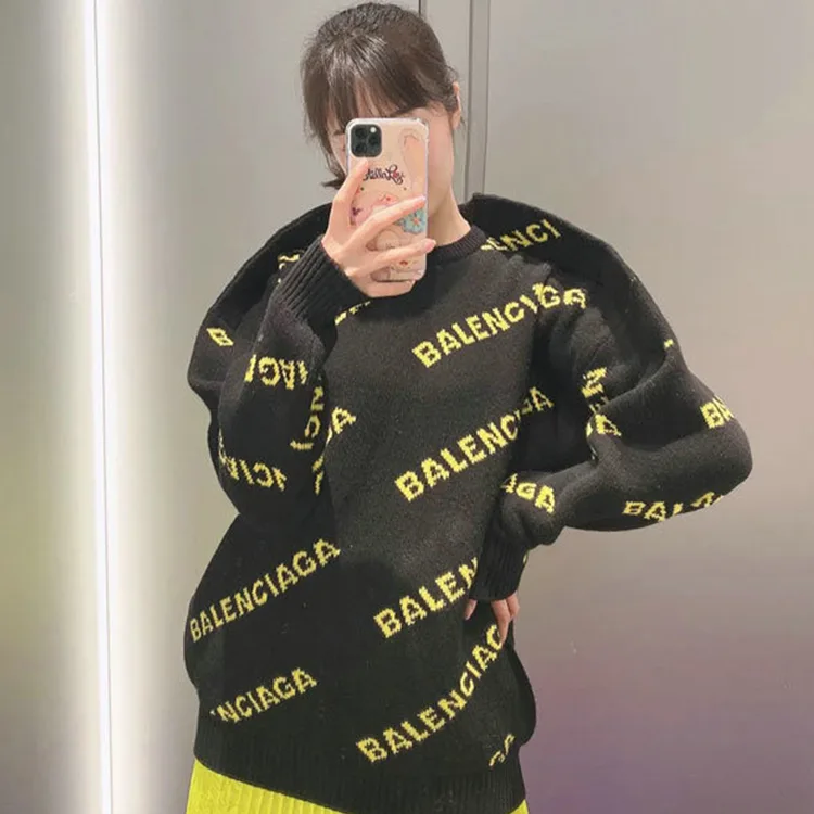 BALENCIAGA巴黎世家ALLOVER LOGO針織衫毛衣