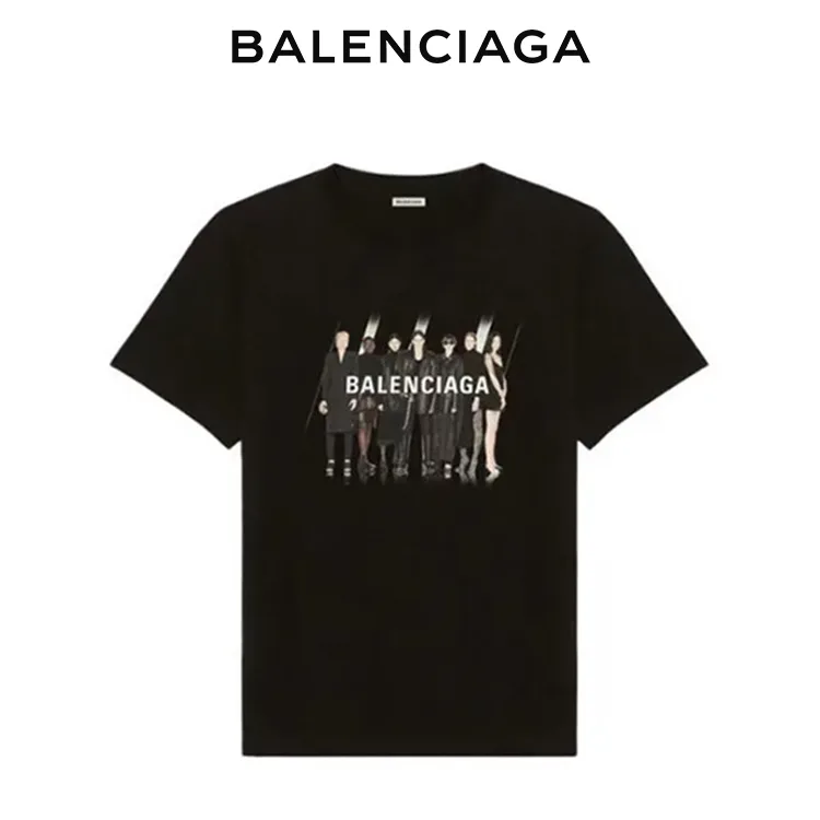 BALENCIAGA巴黎世家人像樂隊字母印花短袖T恤