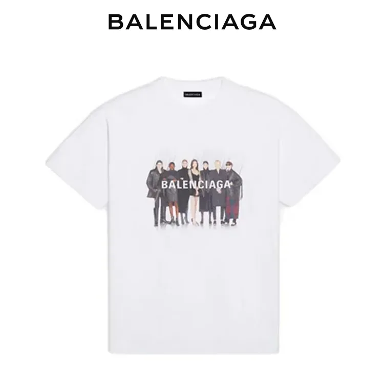 BALENCIAGA巴黎世家人像樂隊字母印花短袖T恤