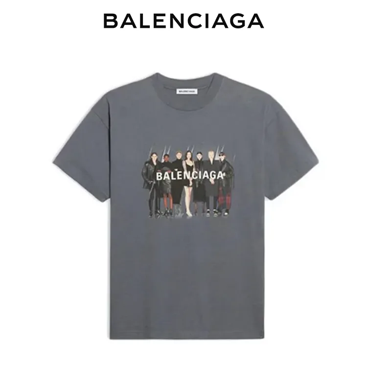 BALENCIAGA巴黎世家人像樂隊字母印花短袖T恤