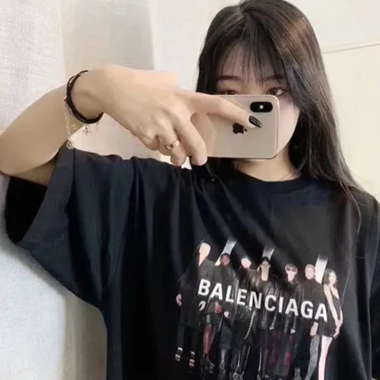 BALENCIAGA巴黎世家人像樂隊字母印花短袖T恤