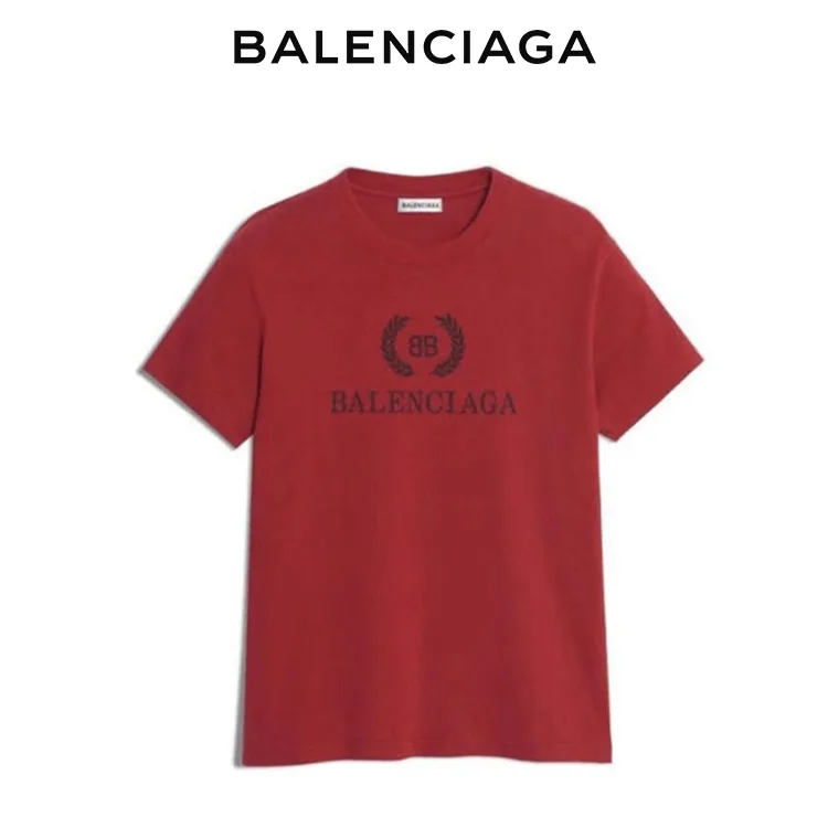 BALENCIAGA巴黎世家麥穗雙B字母印花男女短袖T恤