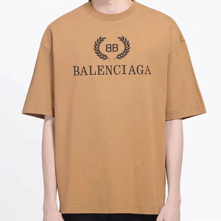 BALENCIAGA巴黎世家麥穗雙B字母印花男女短袖T恤