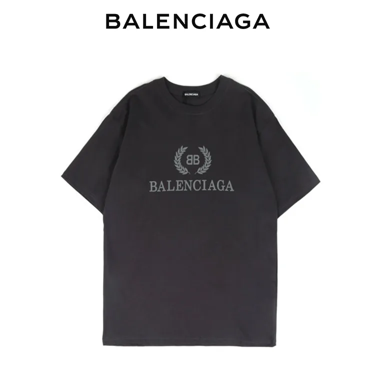 BALENCIAGA巴黎世家麥穗雙B字母印花男女短袖T恤