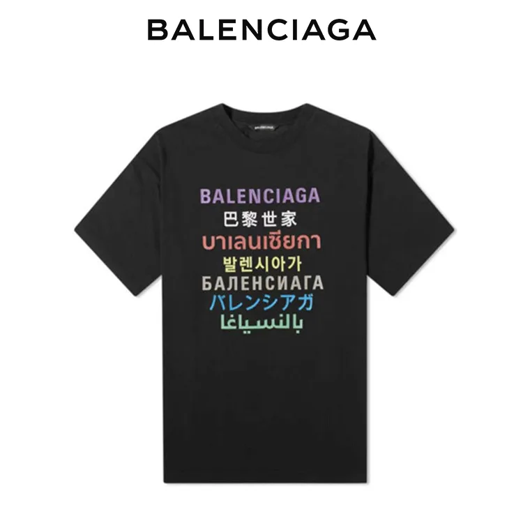 BALENCIAGA巴黎世家 多國語言 七國語言 短袖T恤 男女同款