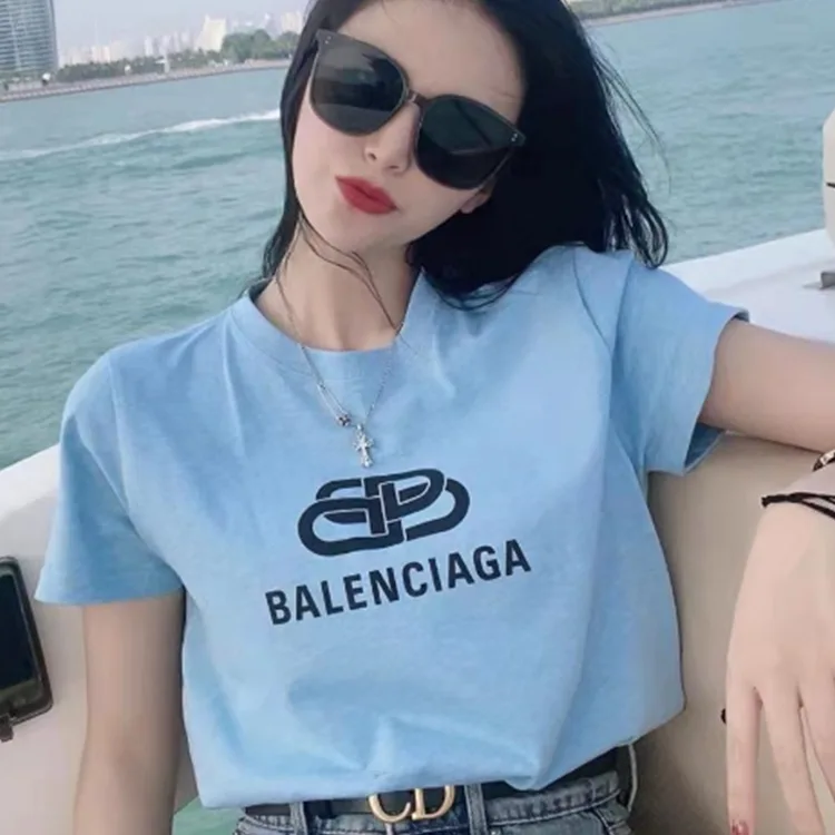 BALENCIAGA巴黎世家 經典鎖扣字母LOGO 短袖T恤 男女同款