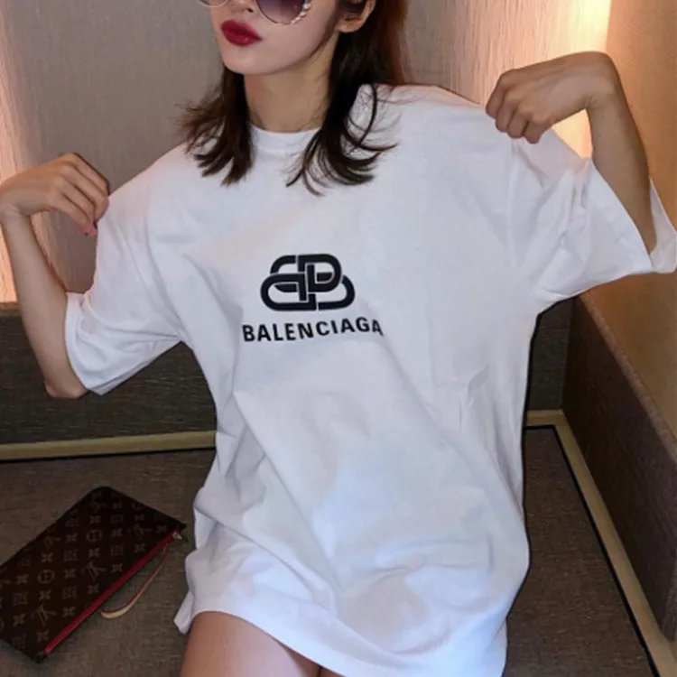 BALENCIAGA巴黎世家 經典鎖扣字母LOGO 短袖T恤 男女同款