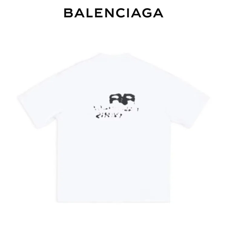 BALENCIAGA巴黎世家新款BB潑墨塗鴉字母LOGO短袖T恤