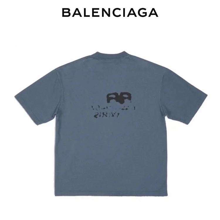 BALENCIAGA巴黎世家新款BB潑墨塗鴉字母LOGO短袖T恤