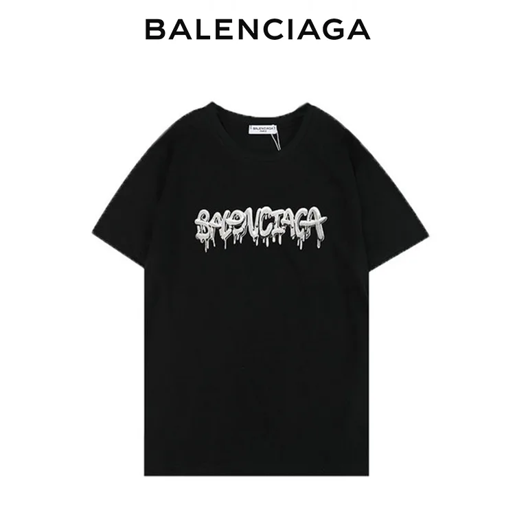 BALENCIAGA巴黎世家果凍塗鴉溶解字母短袖T恤