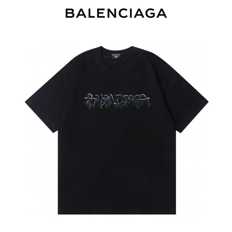 BALENCIAGA巴黎世家果凍塗鴉溶解字母短袖T恤