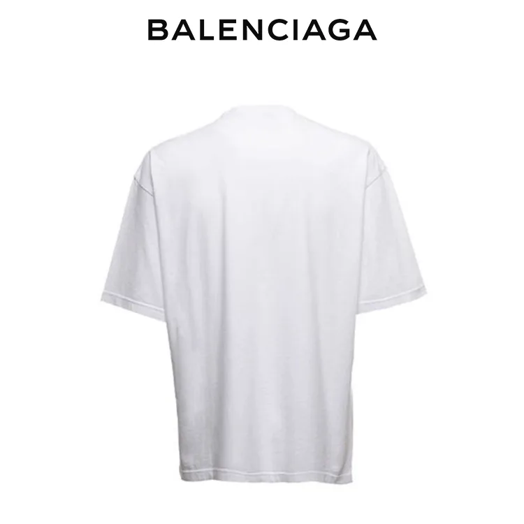 BALENCIAGA巴黎世家草字簽名LOGO圓領短袖T恤