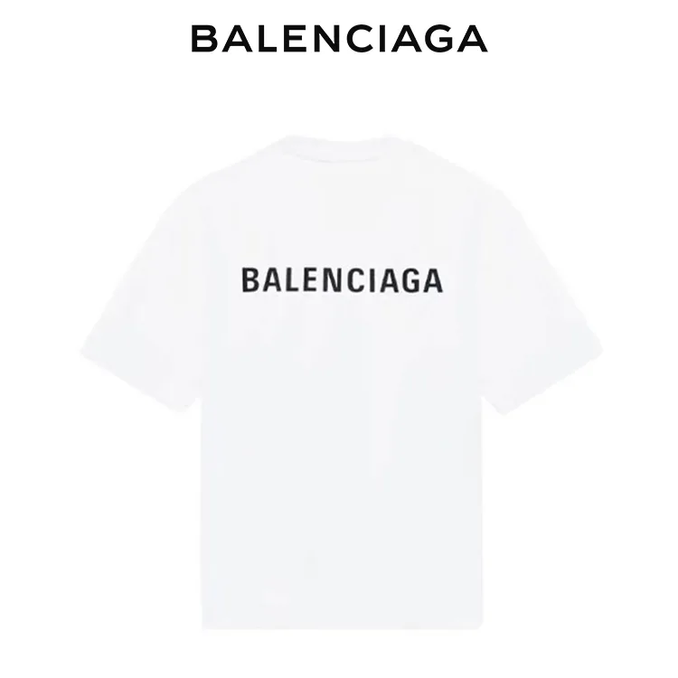 BALENCIAGA巴黎世家背後字母胸前小標經典LOGO短袖T恤