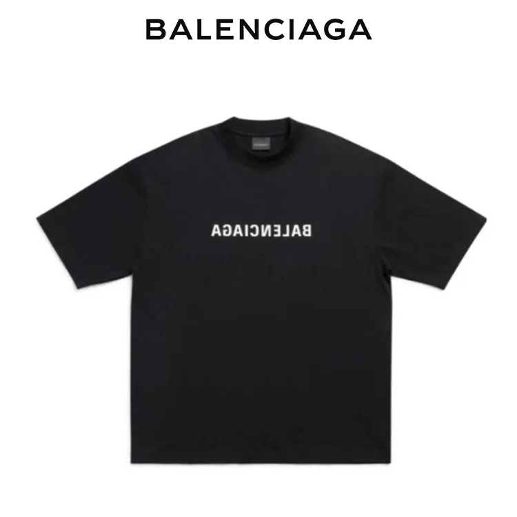 BALENCIAGA巴黎世家反向字母藝術印花圓領短袖T恤