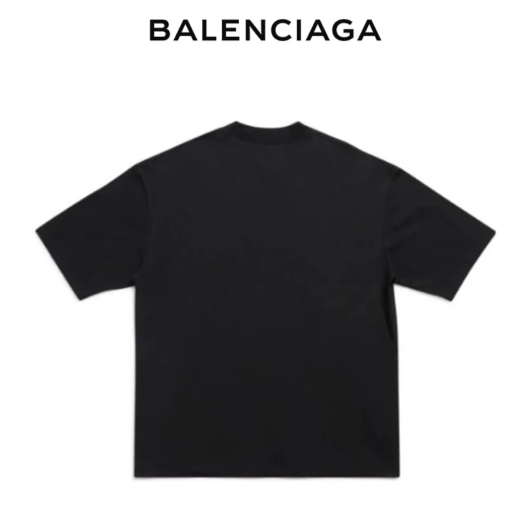 BALENCIAGA巴黎世家反向字母藝術印花圓領短袖T恤