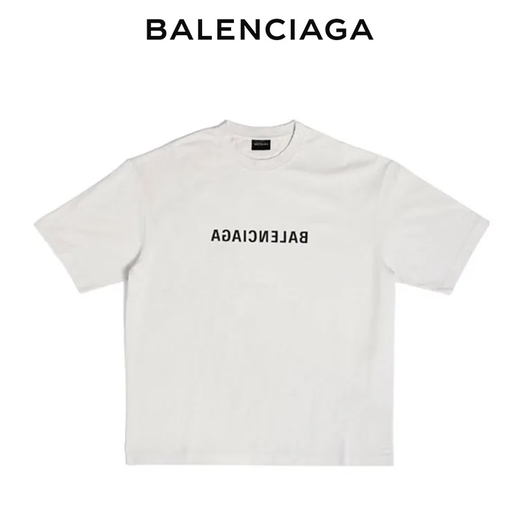 BALENCIAGA巴黎世家反向字母藝術印花圓領短袖T恤