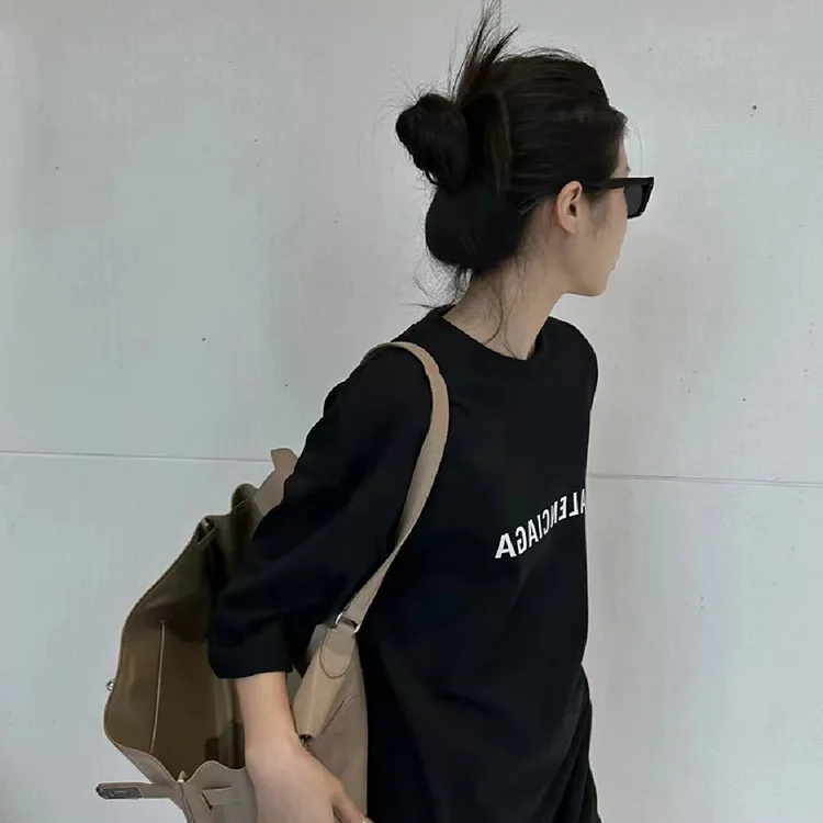 BALENCIAGA巴黎世家反向字母藝術印花圓領短袖T恤