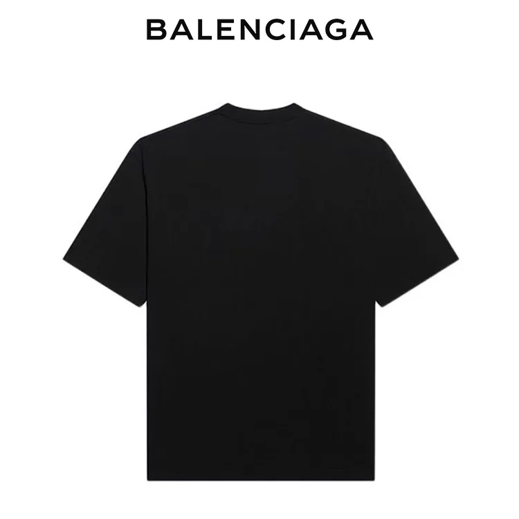 BALENCIAGA巴黎世家BB模糊馬賽克字母LOGO短袖T恤