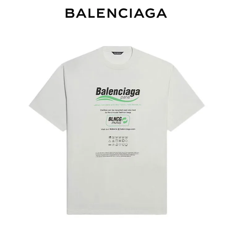 BALENCIAGA巴黎世家經典海浪新標語LOGO字母印花短袖T恤