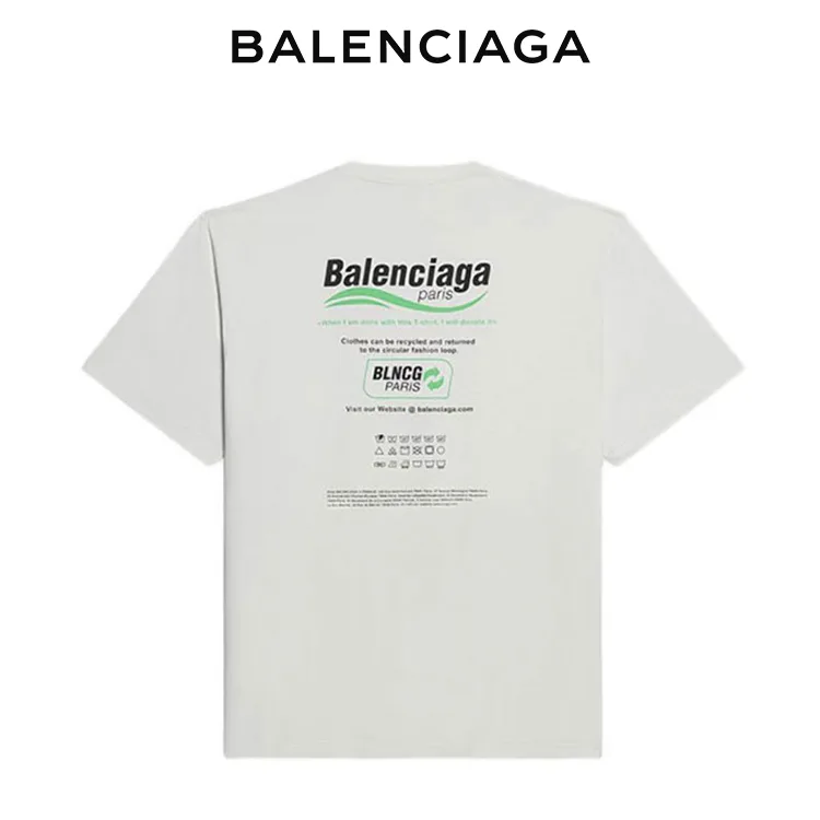 BALENCIAGA巴黎世家經典海浪新標語LOGO字母印花短袖T恤