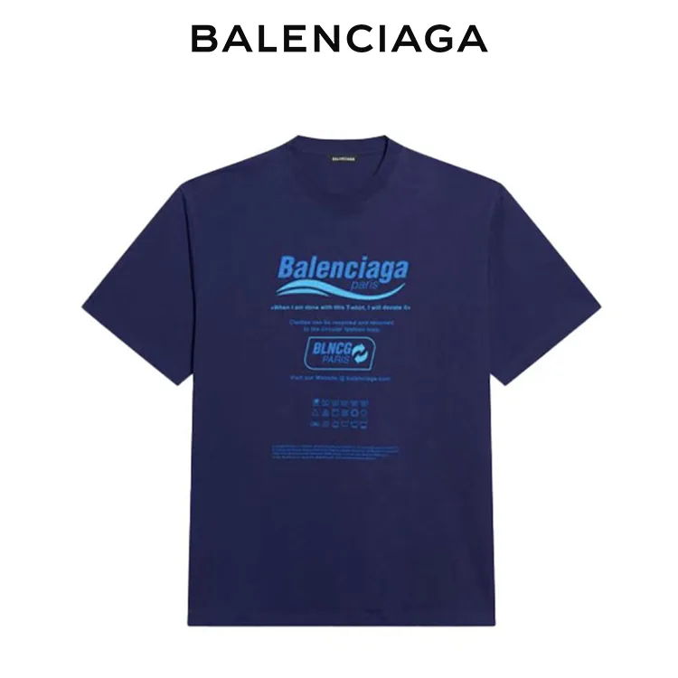 BALENCIAGA巴黎世家經典海浪新標語LOGO字母印花短袖T恤