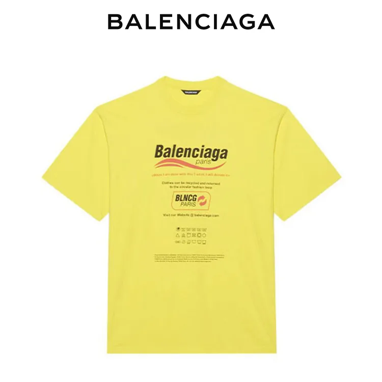 BALENCIAGA巴黎世家經典海浪新標語LOGO字母印花短袖T恤