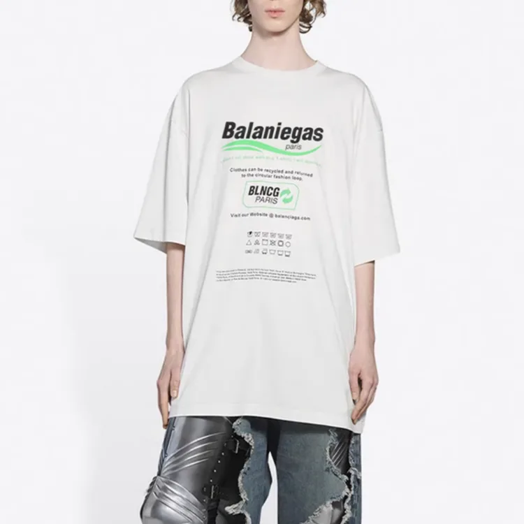 BALENCIAGA巴黎世家經典海浪新標語LOGO字母印花短袖T恤