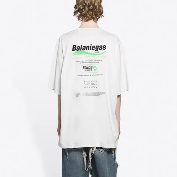 BALENCIAGA巴黎世家經典海浪新標語LOGO字母印花短袖T恤