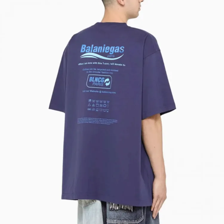 BALENCIAGA巴黎世家經典海浪新標語LOGO字母印花短袖T恤