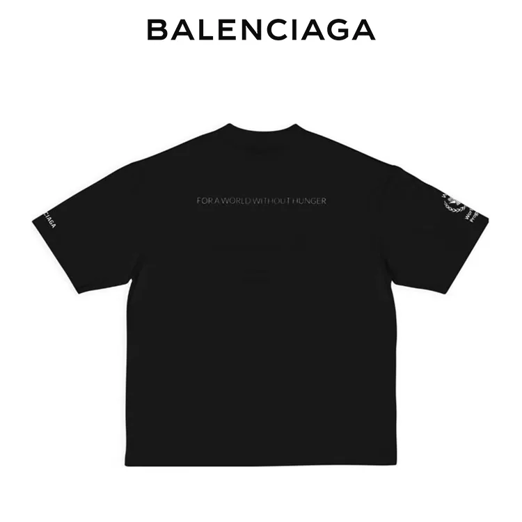 BALENCIAGA巴黎世家二代WFP慈善聯名世界糧食署麥穗印花字母短袖T恤