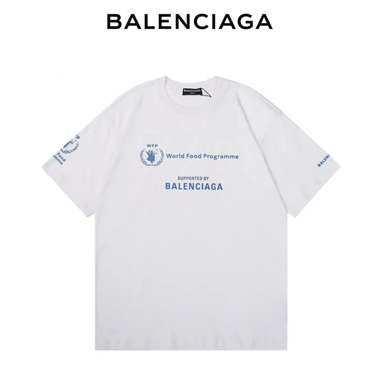 BALENCIAGA巴黎世家二代WFP慈善聯名世界糧食署麥穗印花字母短袖T恤