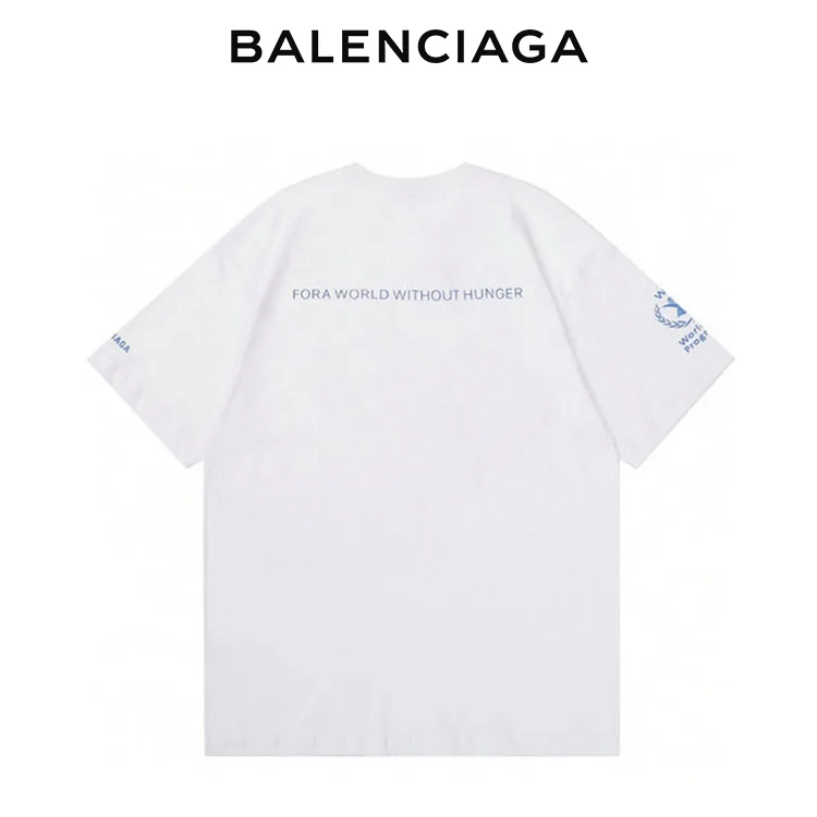 BALENCIAGA巴黎世家二代WFP慈善聯名世界糧食署麥穗印花字母短袖T恤