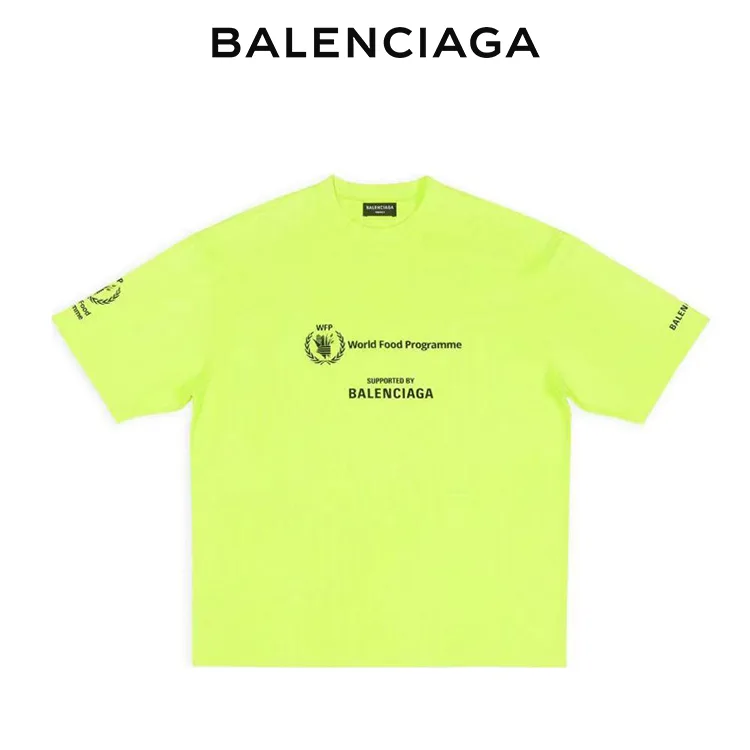 BALENCIAGA巴黎世家二代WFP慈善聯名世界糧食署麥穗印花字母短袖T恤