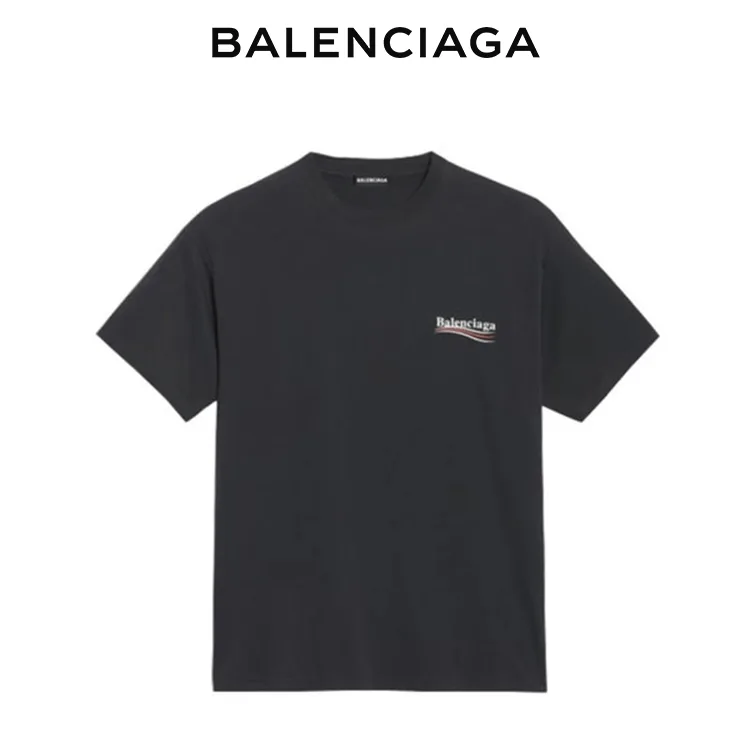 BALENCIAGA巴黎世家POLITICAL CAMPAIGN海浪可樂標字母短袖T恤