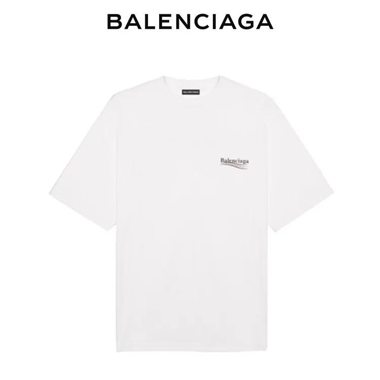 BALENCIAGA巴黎世家POLITICAL CAMPAIGN海浪可樂標字母短袖T恤