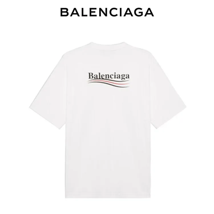 BALENCIAGA巴黎世家POLITICAL CAMPAIGN海浪可樂標字母短袖T恤