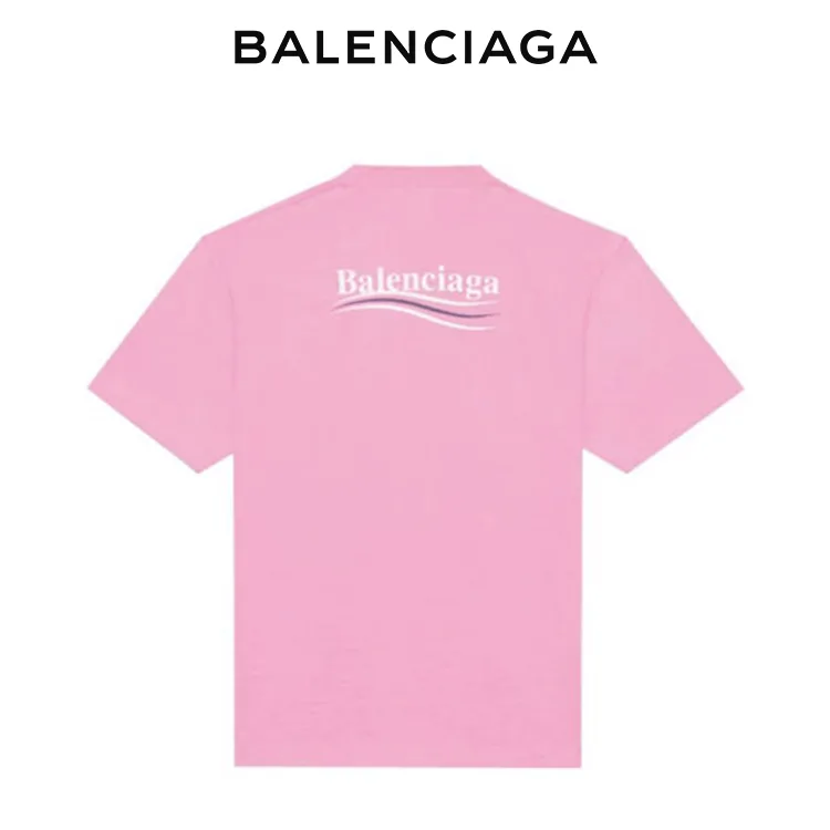 BALENCIAGA巴黎世家POLITICAL CAMPAIGN海浪可樂標字母短袖T恤