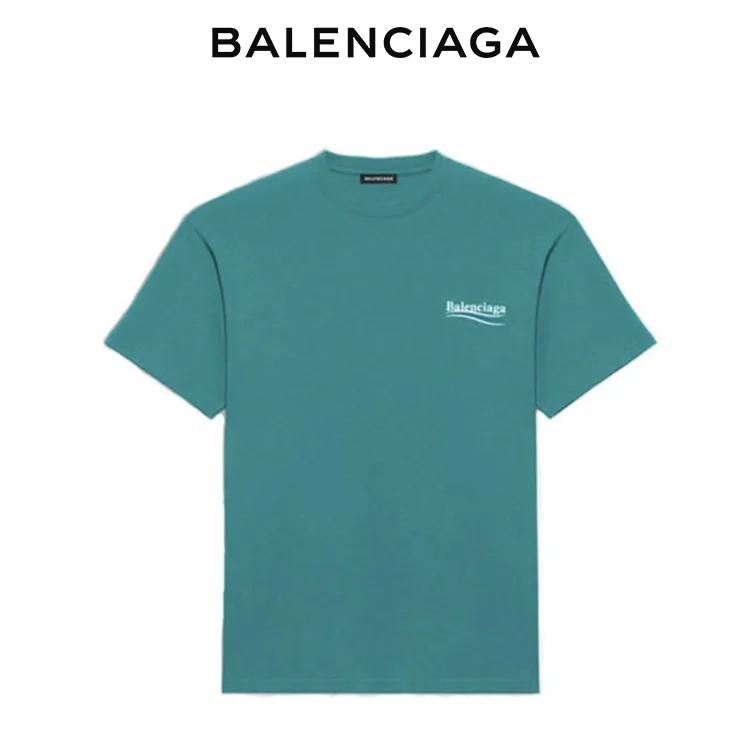 BALENCIAGA巴黎世家POLITICAL CAMPAIGN海浪可樂標字母短袖T恤