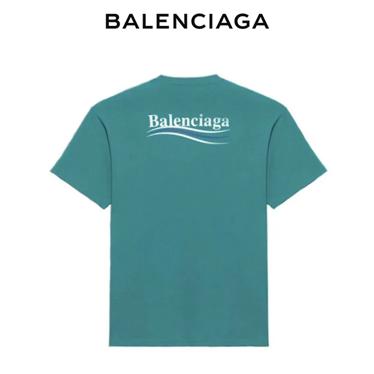 BALENCIAGA巴黎世家POLITICAL CAMPAIGN海浪可樂標字母短袖T恤