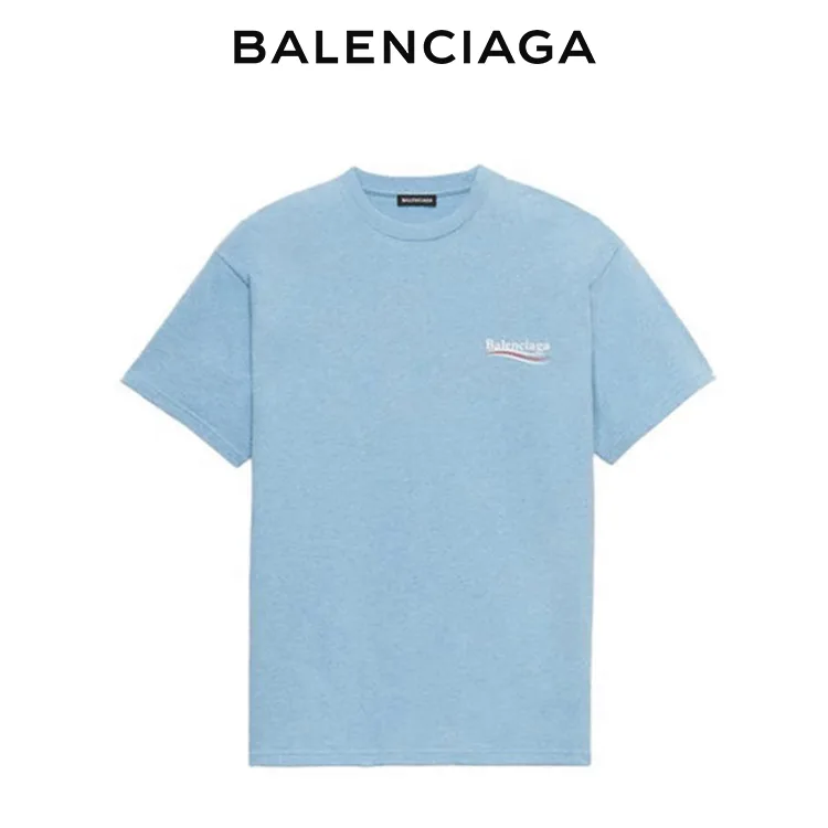 BALENCIAGA巴黎世家POLITICAL CAMPAIGN海浪可樂標字母短袖T恤