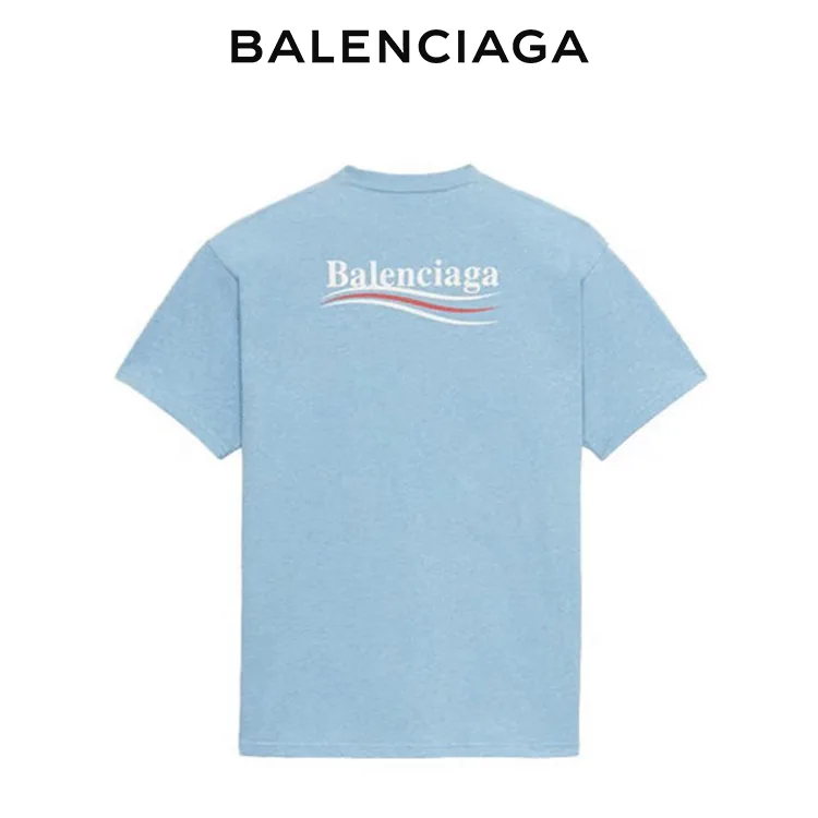 BALENCIAGA巴黎世家POLITICAL CAMPAIGN海浪可樂標字母短袖T恤