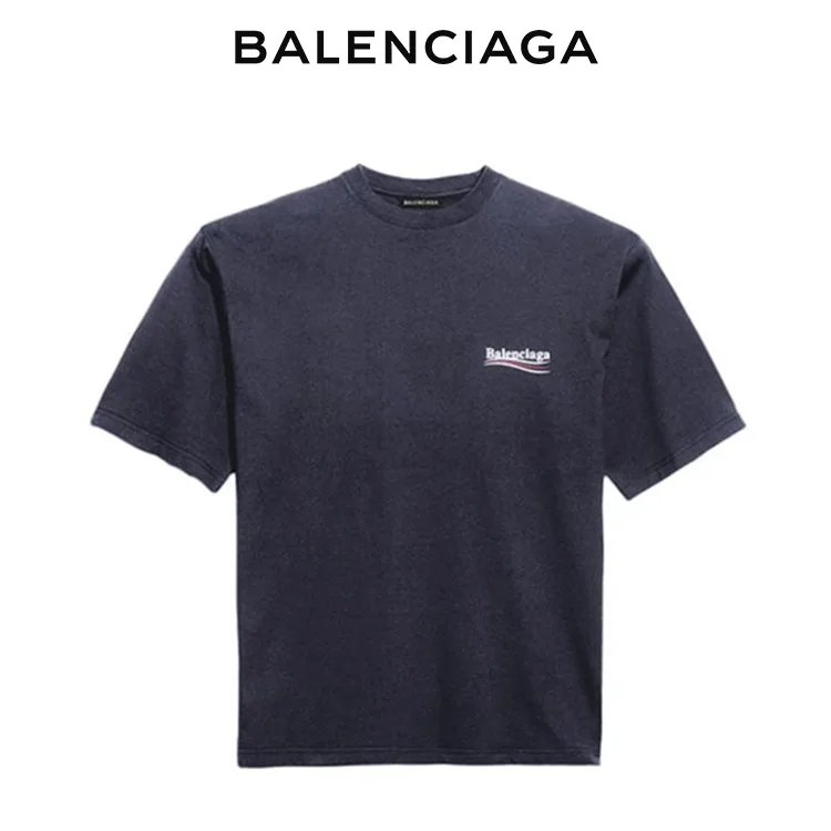 BALENCIAGA巴黎世家POLITICAL CAMPAIGN海浪可樂標字母短袖T恤