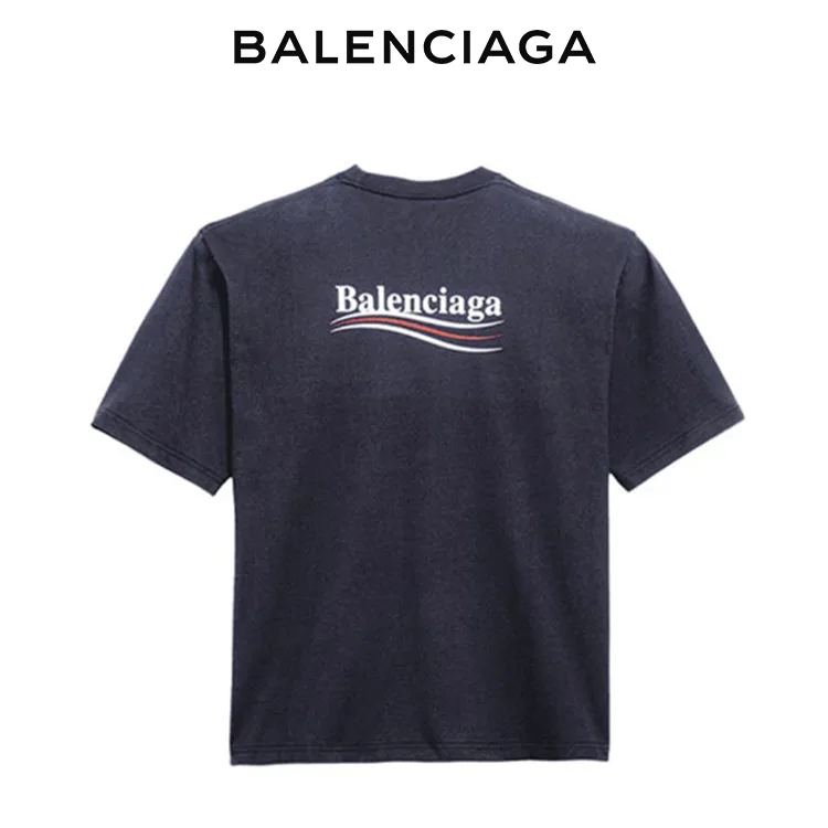 BALENCIAGA巴黎世家POLITICAL CAMPAIGN海浪可樂標字母短袖T恤