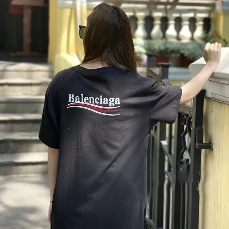 BALENCIAGA巴黎世家POLITICAL CAMPAIGN海浪可樂標字母短袖T恤