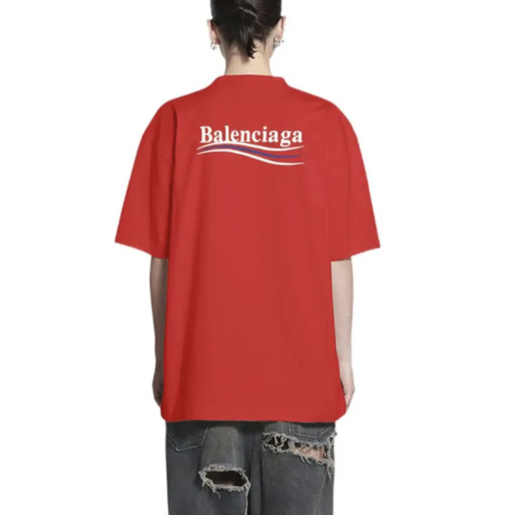 BALENCIAGA巴黎世家POLITICAL CAMPAIGN海浪可樂標字母短袖T恤