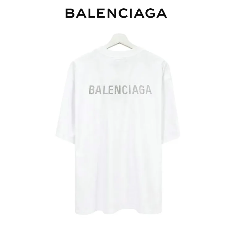 BALENCIAGA巴黎世家背後燙鑽LOGO短袖T恤