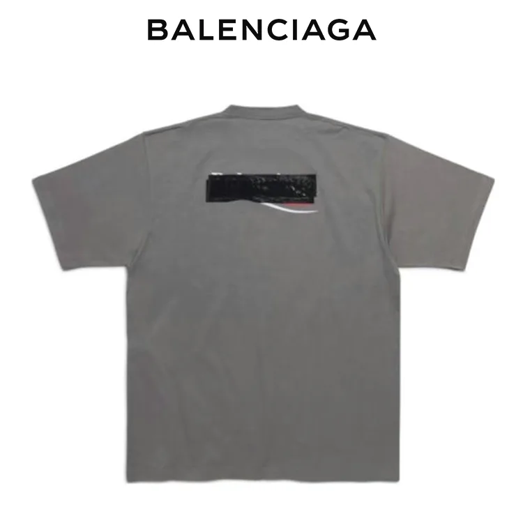 BALENCIAGA巴黎世家刺繡可樂標膠布短袖T恤