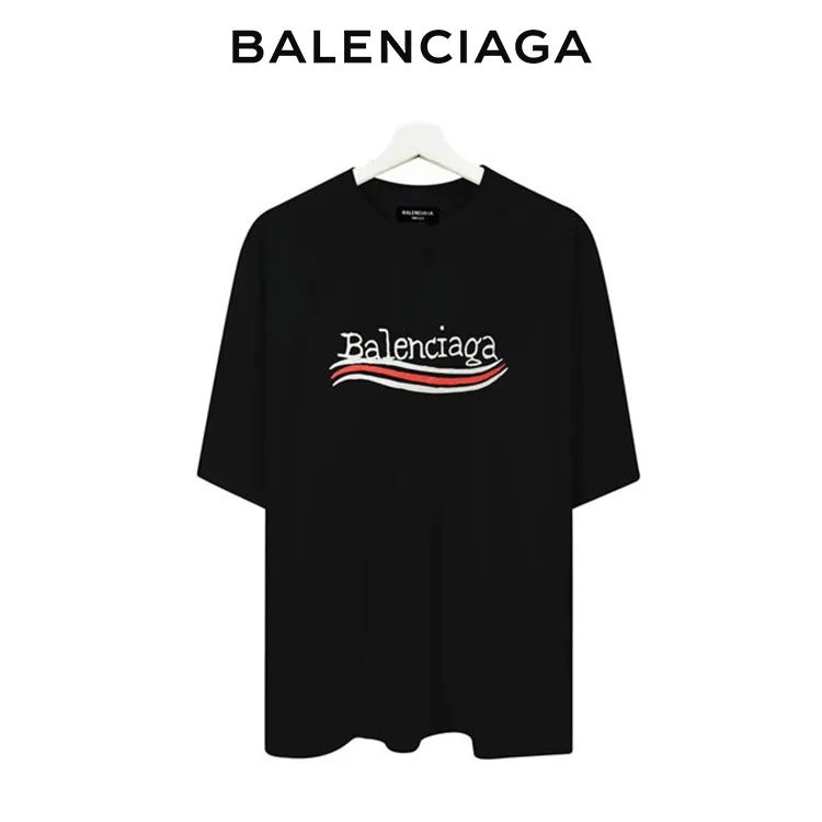 BALENCIAGA巴黎世家前後磨破海浪可樂標短袖T恤