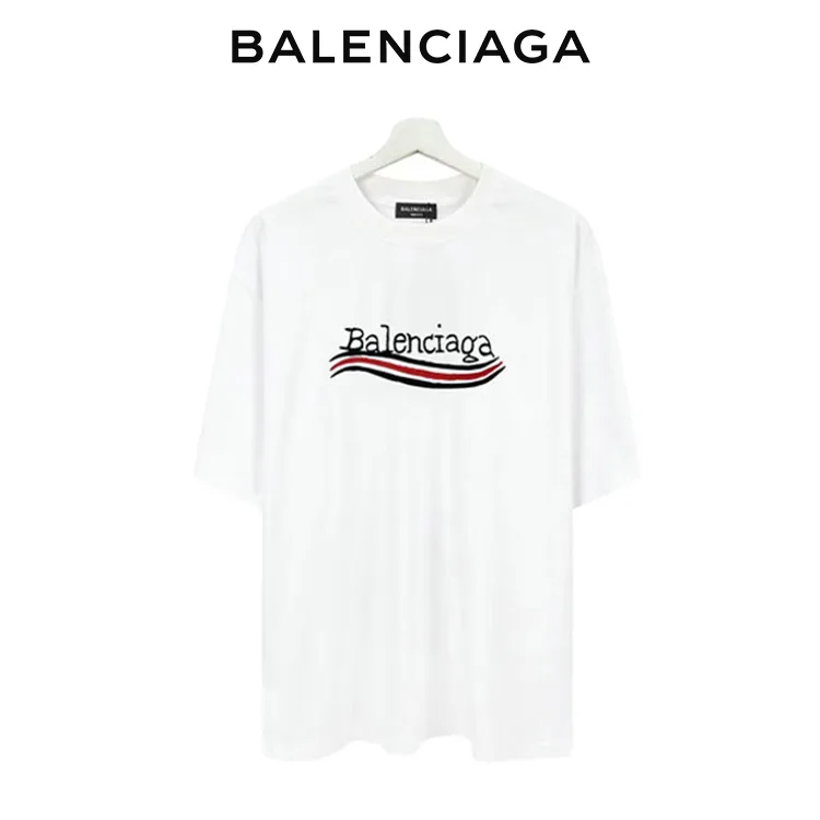 BALENCIAGA巴黎世家前後磨破海浪可樂標短袖T恤